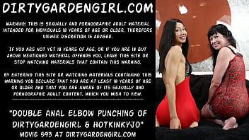 Double anal elbow fisting and of Dirtygardengirl &amp_ Hotkinkyjo