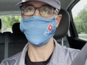 Kinky dominoes guy talks dirty while on a delivery