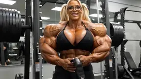 Massive Blonde AI Muscle Girl Story