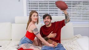 Stepsister Sucks Her Stepbrother'_s Cock While He Watches TV - Famlust