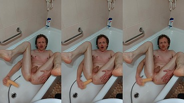 LanaTuls - Moscow Anal Slut and Whore. Hard Anal ManCunt Dildo Fucking in BathTube