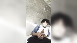Sexy dark-hued fellow hand-job money-shot
