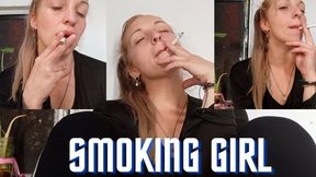 Relaxed girl smoking