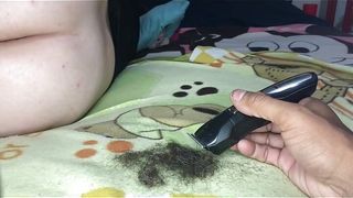 Cuckold husband shaves his hot wife&#039;s pussy so she can see her lover