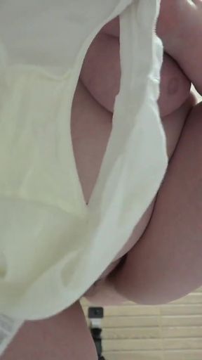 Thrilling moment from &quot;Cunt pissed on white panties. Mature bbw urinates, view from below. PAWG. Amateur fetish&quot;