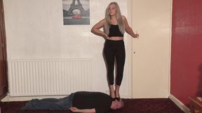 Sophie Black Leggings & High Heels Head Trample
