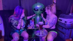 34:21:- Sheer Soles & Space Snacks: Oiled Alien Girls’ Night 👽✨