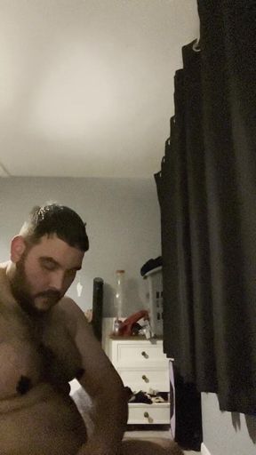 Anal Crossdressers Cuffed Cock and Ball with Pierced Nipples