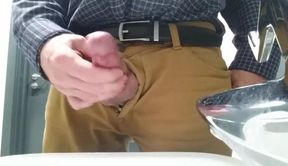 Little cock daddy wank at work with big cum spurt 2