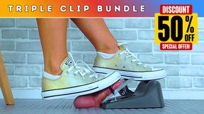Pedal Pumping The Cum From Your Balls Under My Gold Converse Sneakers (249) - Triple Clip Bundle - 50% Discount!!! - Cock Trample Trampling Pump CBT