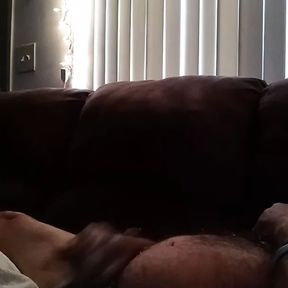 Busting nut on couch