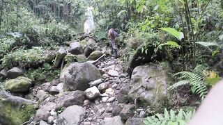 Bro Walks Trail to Waterfall