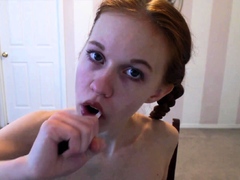 Cute Teen Dolly Little Brushing Her Teeth