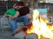 Caught busted by neighbor backyard milf rides cock (60FPS HD)