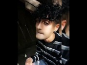Boy plays with used condom and cum for request from straight friend
