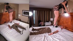 Kloe Love High Heels Trampling on Slave - Side and Above Views 4K