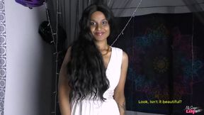 Dark skin Indian girl Lily a naughty pornstar striptease masturbation (Indian language)