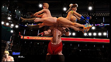 DeadorAroused[Wrestling Hentai game PornPlay] Ep.1 chunli and tina are fighting a gigantic monster cock on the ring