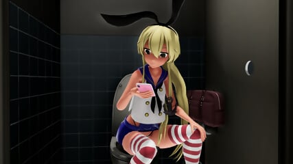 3D Hentai Shimaikaze toilet glory hole creampie