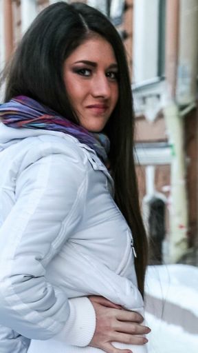 Winter Stroll Ends in Ripped Asshole   Clip 1