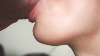 Slow motion. Close up bj from barely legal. Oral cumshot