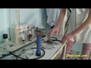 sexy cute Nurse loves dildo and cock for a real orgasm