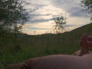 Lazy jerk off in nature to the sunset. 4K Iamhornybobo