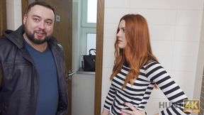 Amateur For cash cuck permits hunter to fuck red-haired GF in restroom