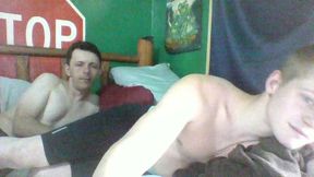 Drake Plays with Riley\'s Clothed Cock & Ass As They Lay in Bed