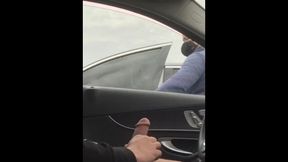 Caught Masturbating public dick flash. Phone died but she rolled her window down and said nice cock