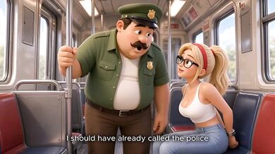 Hentai Subway Guard Chokes Fat Old Man Gushing