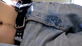Inked Holden pullout dick & shoots load on his chest while blowing smoke