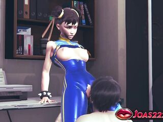 Lusty Chun Li Comics Chick In Taut Blue Latex – Lewd Cosplay Hotty Trembles As Tongue Devours Her Wet Vagina, Moaning And Reaching Explosive 3D Manga Climax