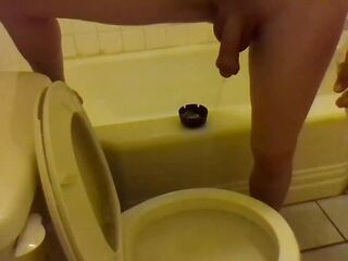 Pissing In The Water closet During the time that Standing On The Bathtub