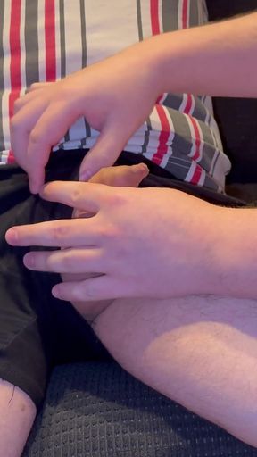 A Friend Takes My Little Uncut Cock Out of His Pants and Plays with It