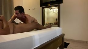 slim twink sucks & rides hairy chubby black bear’s fat cock raw