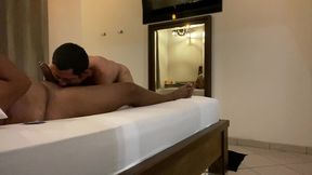 slim twink sucks & rides hairy chubby black bear’s fat cock raw