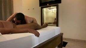 slim twink sucks & rides hairy chubby black bear’s fat cock raw