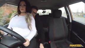 Desperate Busty Brunette Craves Cock&#x1F346; at Fake Driving School