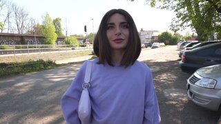 Sensational brunette from Italy is going to take dick in public