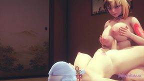 genshin impact hentai futanari 3d - yoimiya boobjob ayaka futanari with cum in her tits- japanese asian manga anime game porn animation