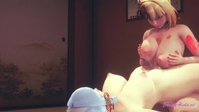 genshin impact hentai futanari 3d - yoimiya boobjob ayaka futanari with cum in her tits- japanese asian manga anime game porn animation