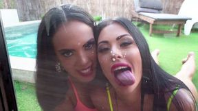 Sexy Babe Katrina Moreno's Ass Show Poolside with Sapphire Lapiedra, XXX Video