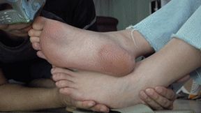 The East Goddess stomps on the cock with dirty shoes, licks her feet and sucks her toes!
