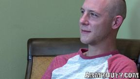 Army deviant Cameron Vincent fingers ass during wanking solo
