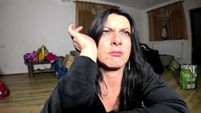 velvet tracksuit tease – smoking, big tits & black thong flash