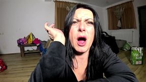 velvet tracksuit tease – smoking, big tits & black thong flash