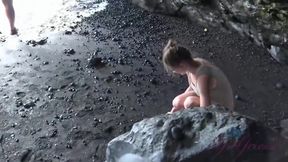 Kinky babe, Kyler Queen is spreading up in the car and even peeing in the nature