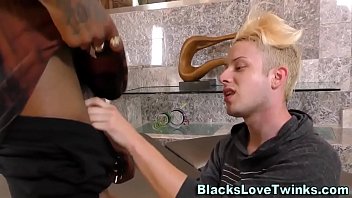 Blonde gay rides big black dick