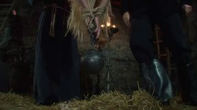 Witch Hangs Upside Down and Gets Drizzled with Black Wax